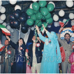 IKFS President waves Kuwaiti and Indian flags  with Shaikha Dr. Maymoonah Khalifa Al-Sabah,  (Former Dean of Faculty of Arts, Kuwait University),   Dr. P.A. Ibrahim Haji (Chairman of I.I. School and  Vice Chairman of Malabar Gold Group), in a function  organized by  India International School, Mangaf (Kuwait)   for their Kindergarten Graduation Fiesta held  on 22.03.2012 